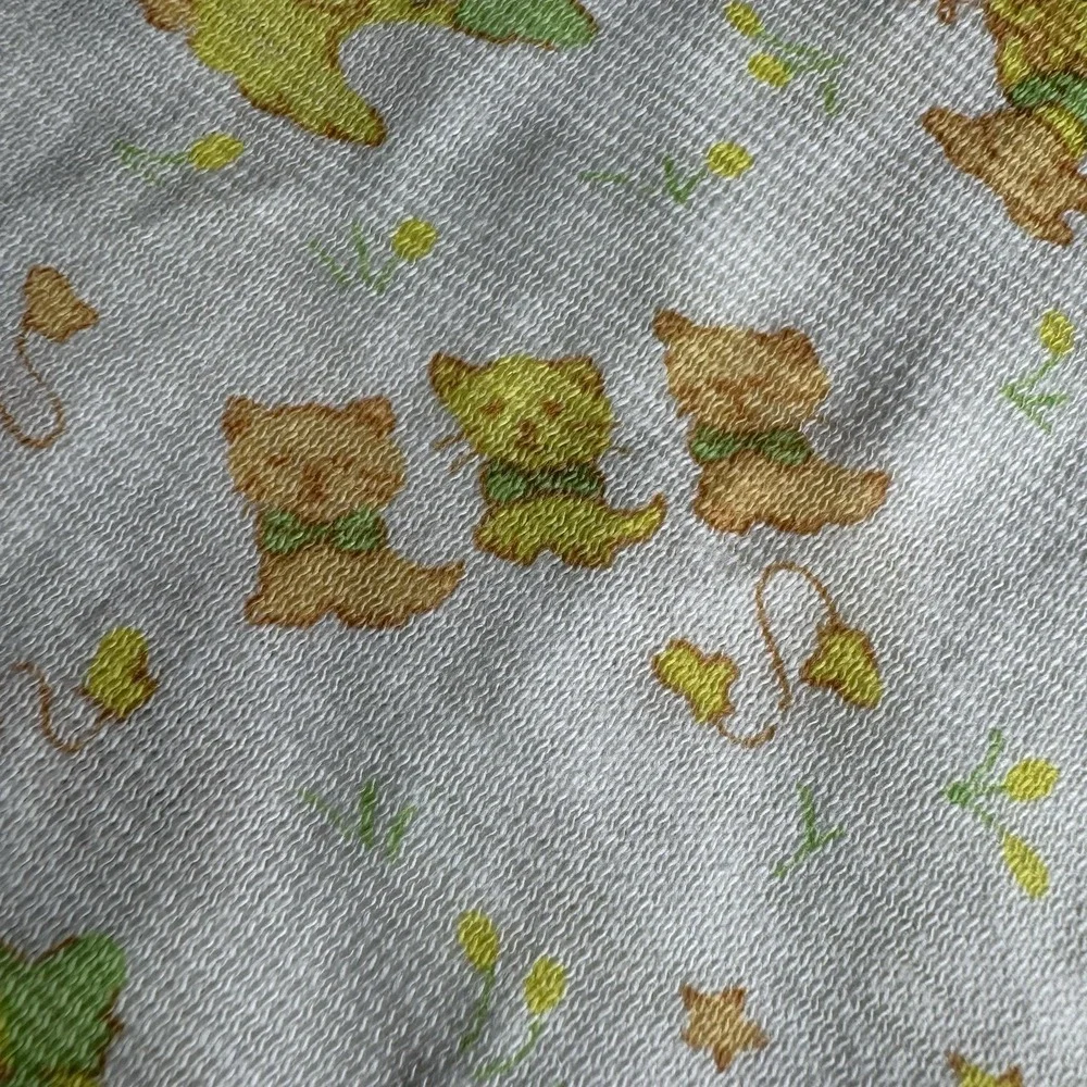 Vintage Carter's Baby Receiving Blanket White Yellow Green Nursery Rhymes USA